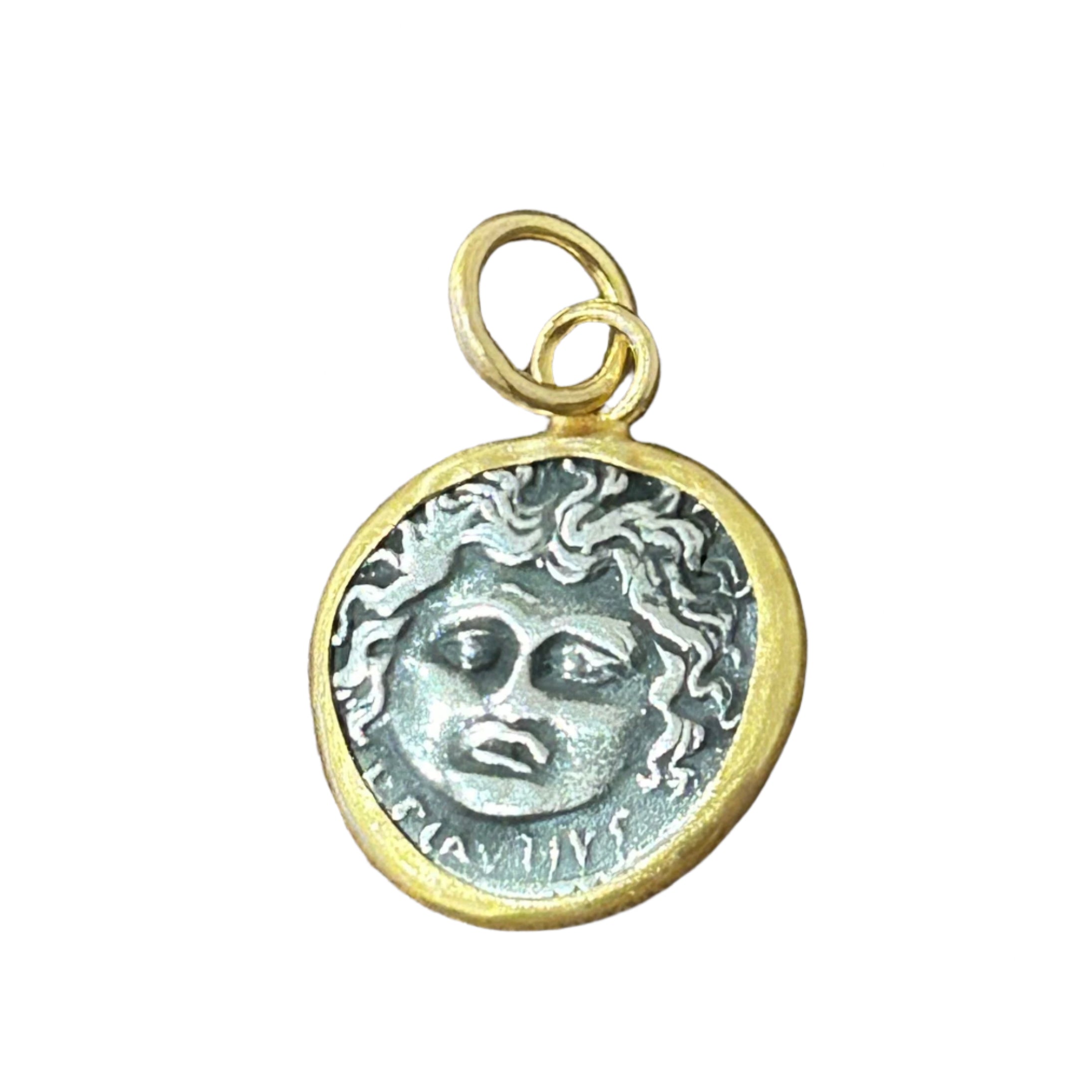 Aurora Medusa Cast coin pendant, 22K