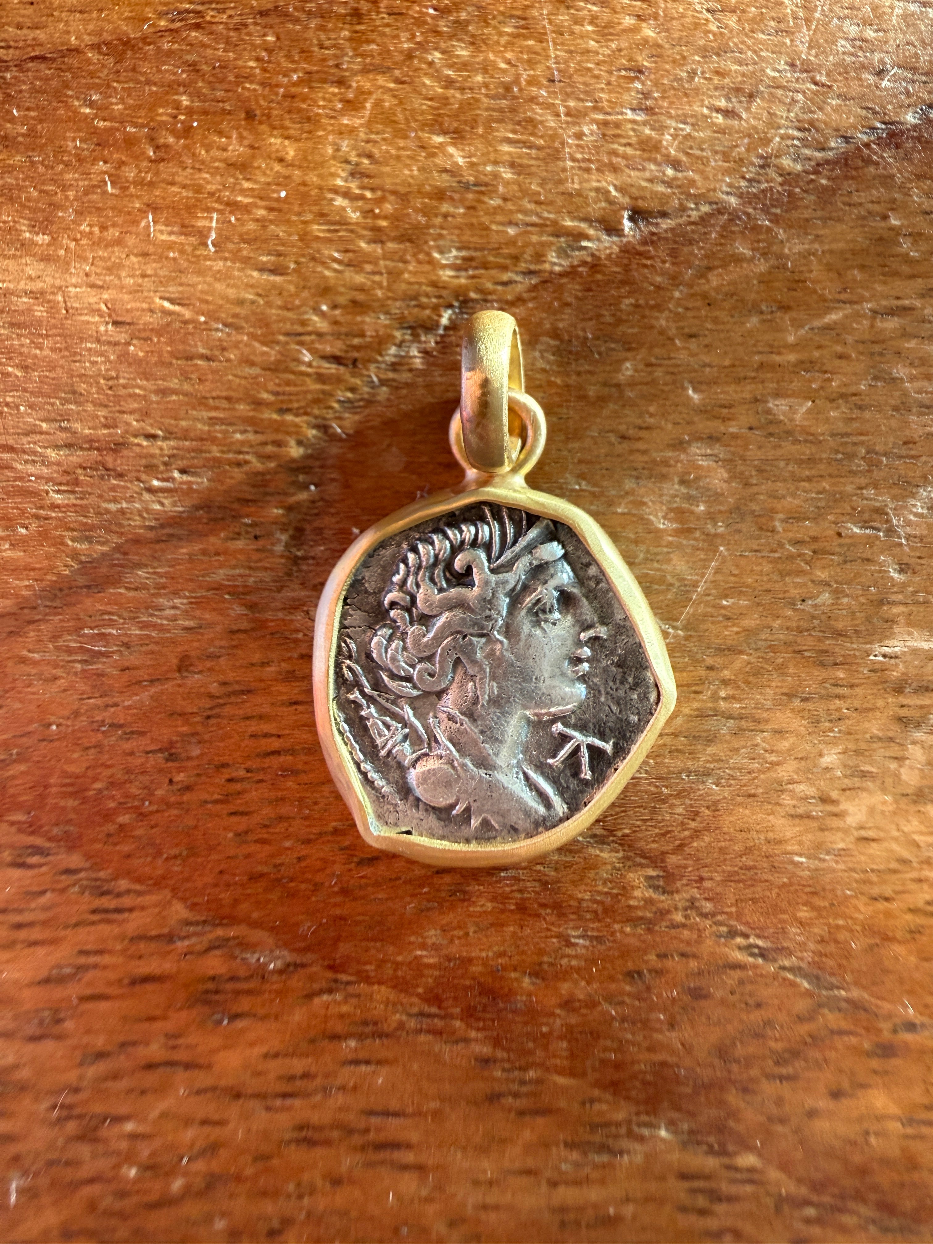 Artemis Ancient Coin Pendant, 22K, Gaul, circa 90-50 BCE