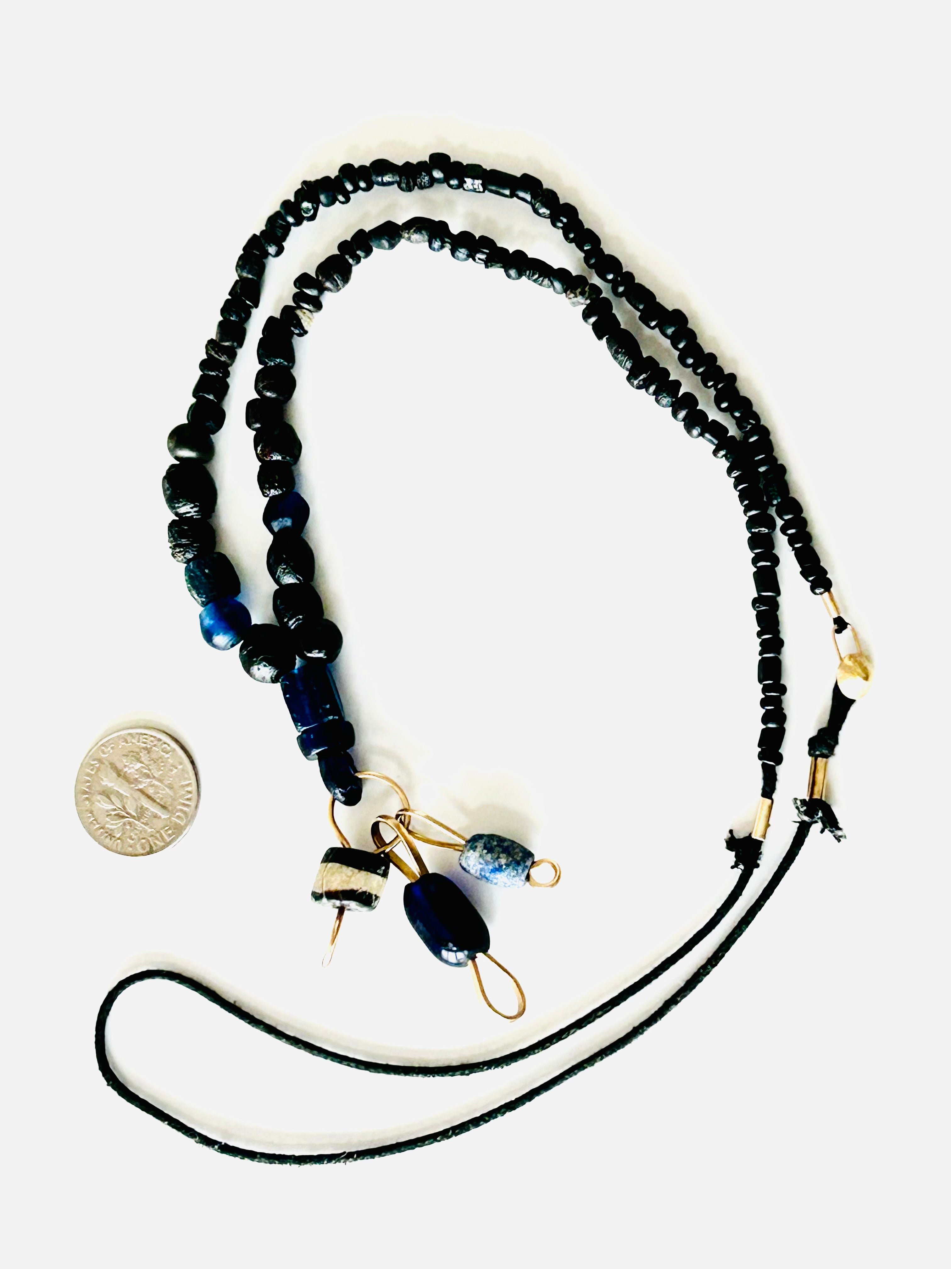 Afghan Black Jade Stone Necklace with bead pendants