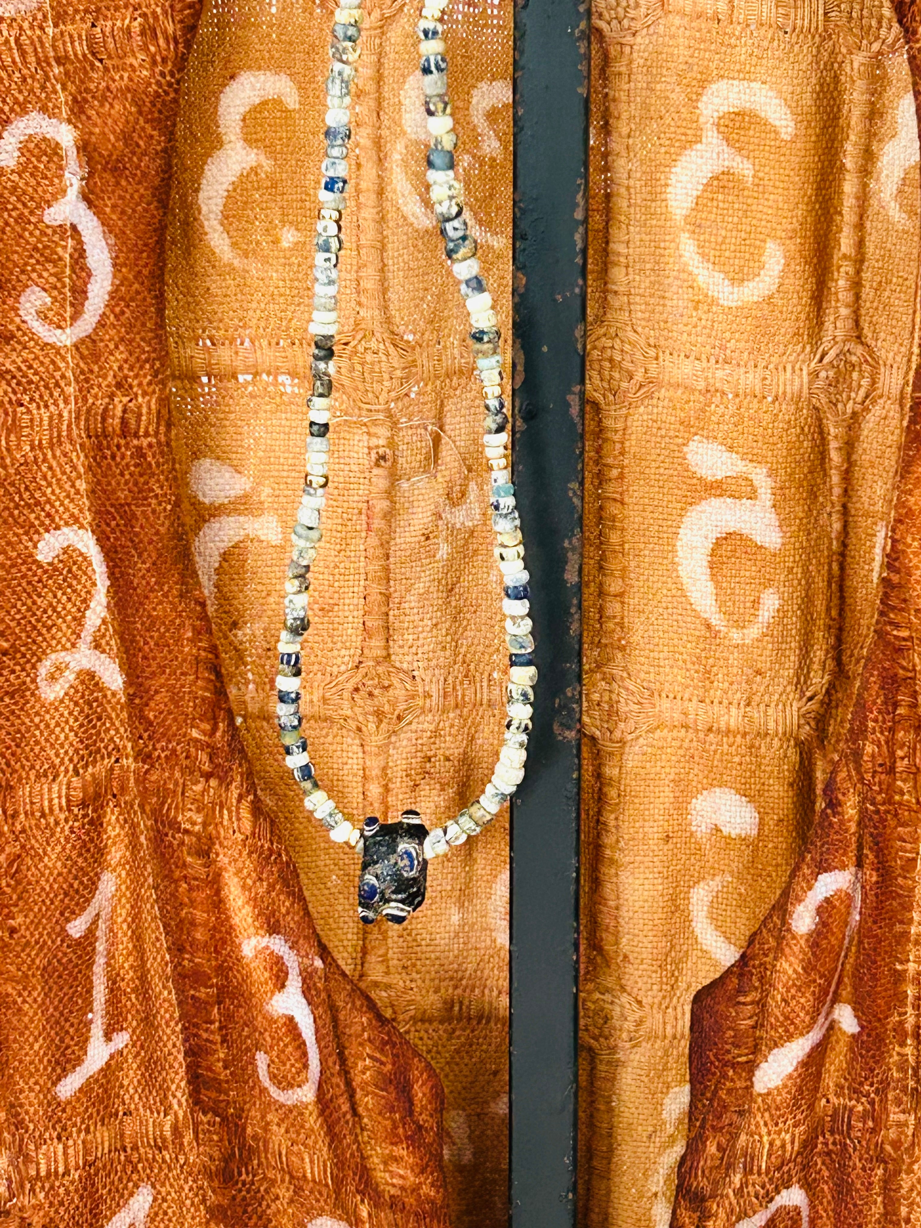 Nila and Gold Bead Necklace with Evil Eye Bead